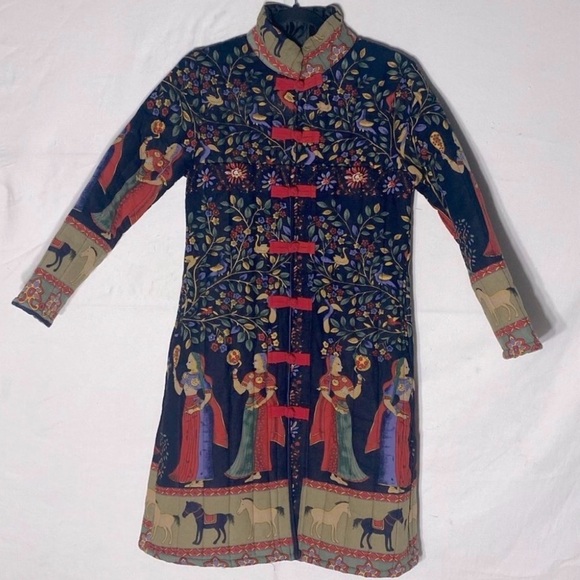 Ethnic Chinese QianBaiYi Indian Bohemian Indie Quilted Pattern Coat (Small) - Picture 5 of 16